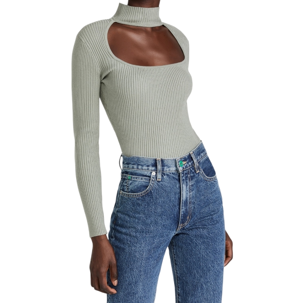 Jonathan Simkhai Gray Ribbed Cutout Top